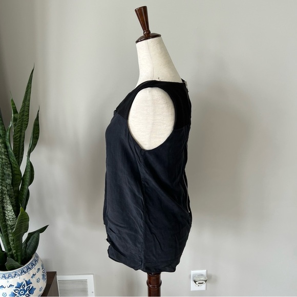 Rag & Bone Black Silk Blouse Tank Top with Mesh Cutout and Back Zipper Detail - Picture 4 of 7